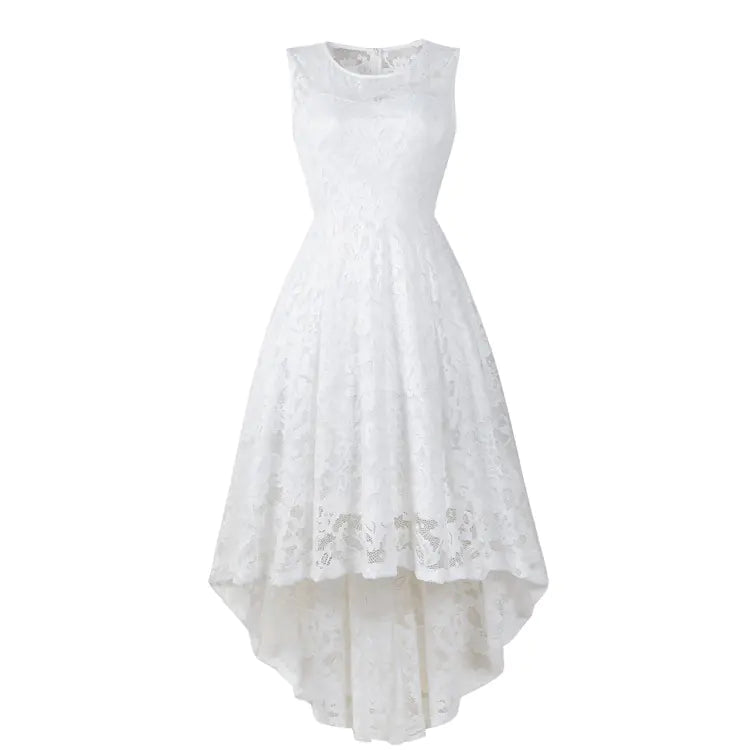 Sleeveless Lace Cocktail Dress with High-Low Hem