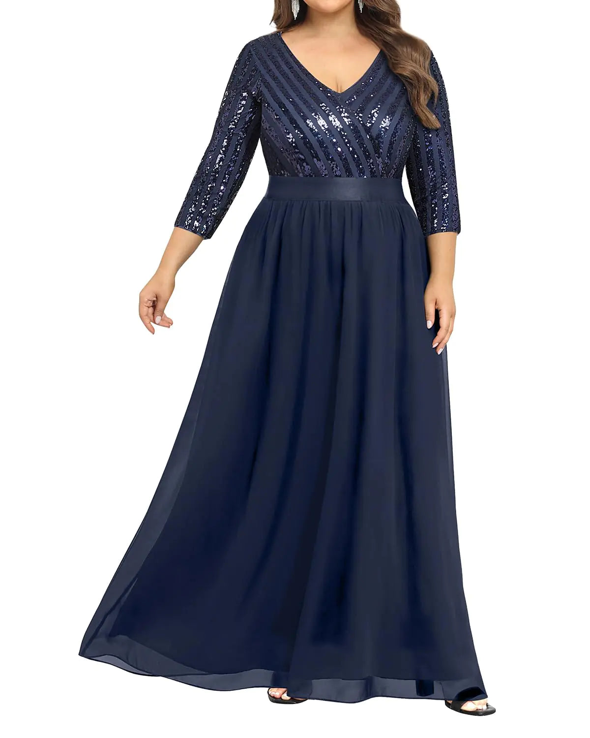 Talisea Mother of The Bride Dresses Plus Size Navy Blue Formal Dress Long Evening Gowns Elegant Prom Party Wedding Guest