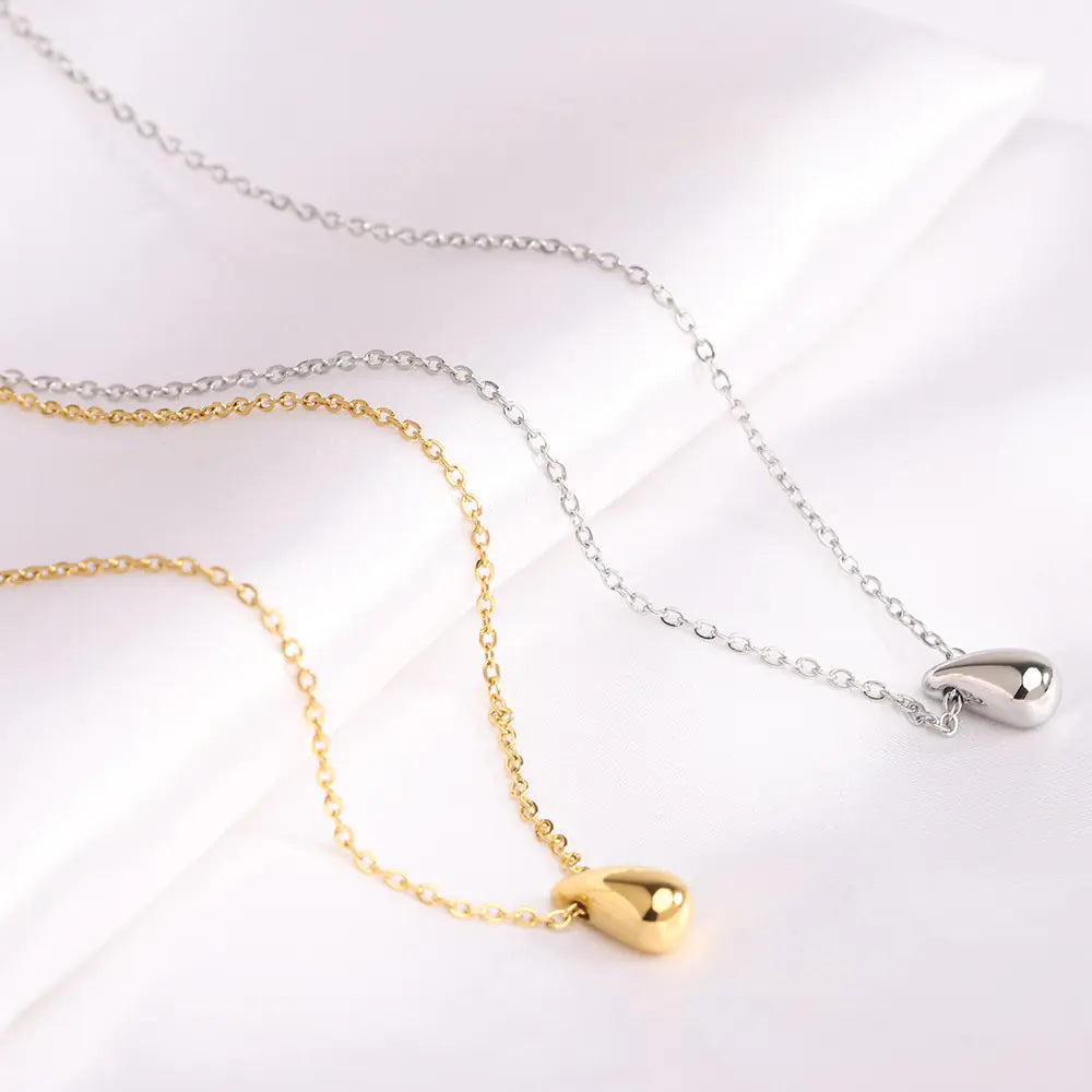 Minimalist Titanium Steel Water Drop Necklace for Her