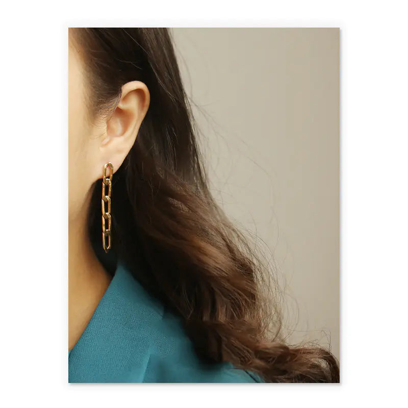 Vacuum Plated Gold Chain Earrings for Elegant Style