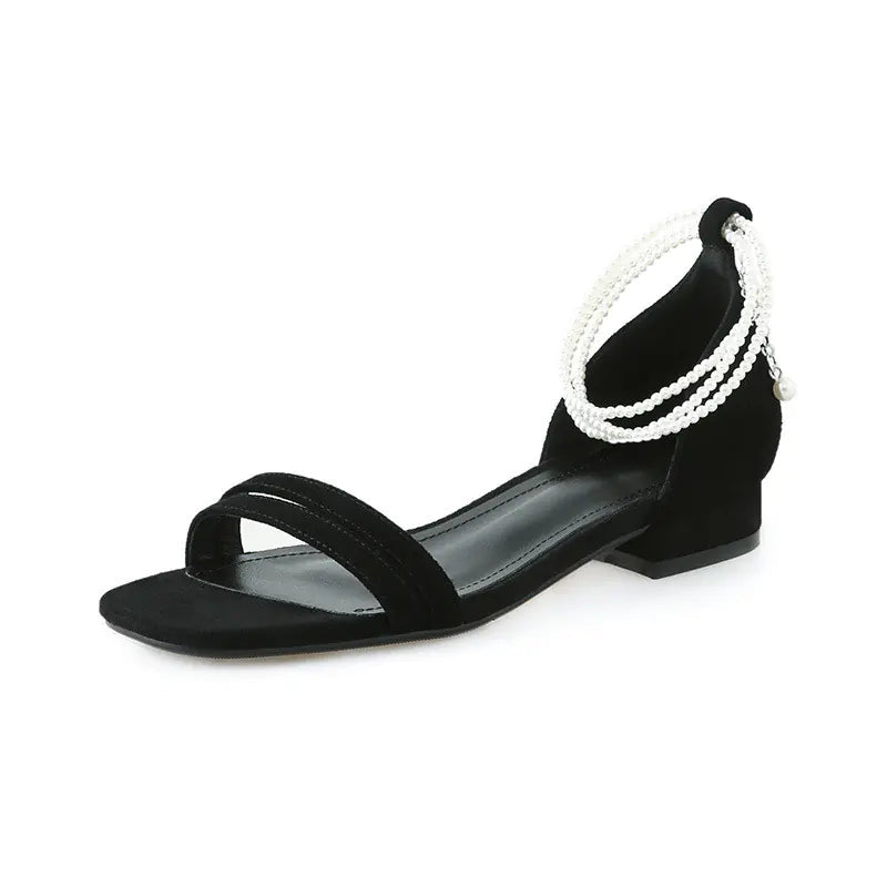One Word Stiletto Pearl Black High Heels