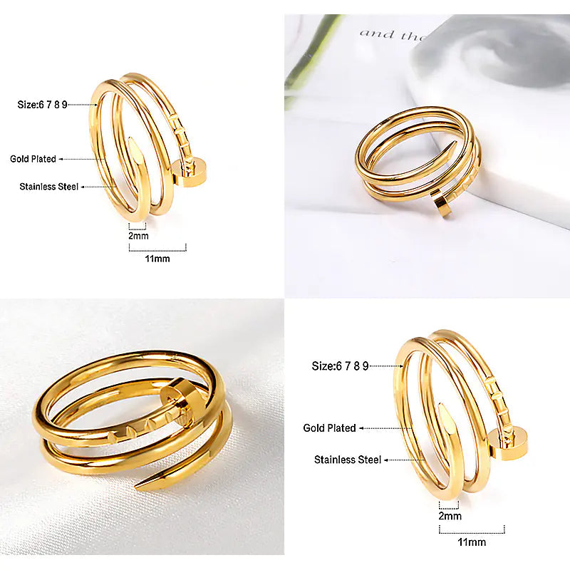 Titanium Steel Spiral Ring for Couples - Classic Design