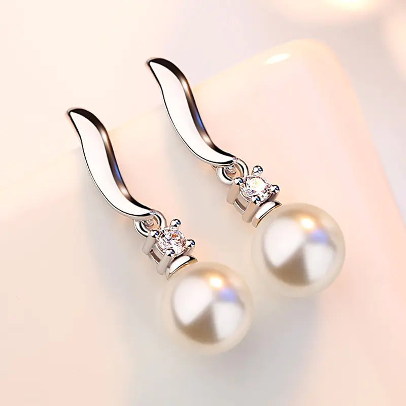 Tassel Pearl Stud Earrings - Elegant Silver Jewelry