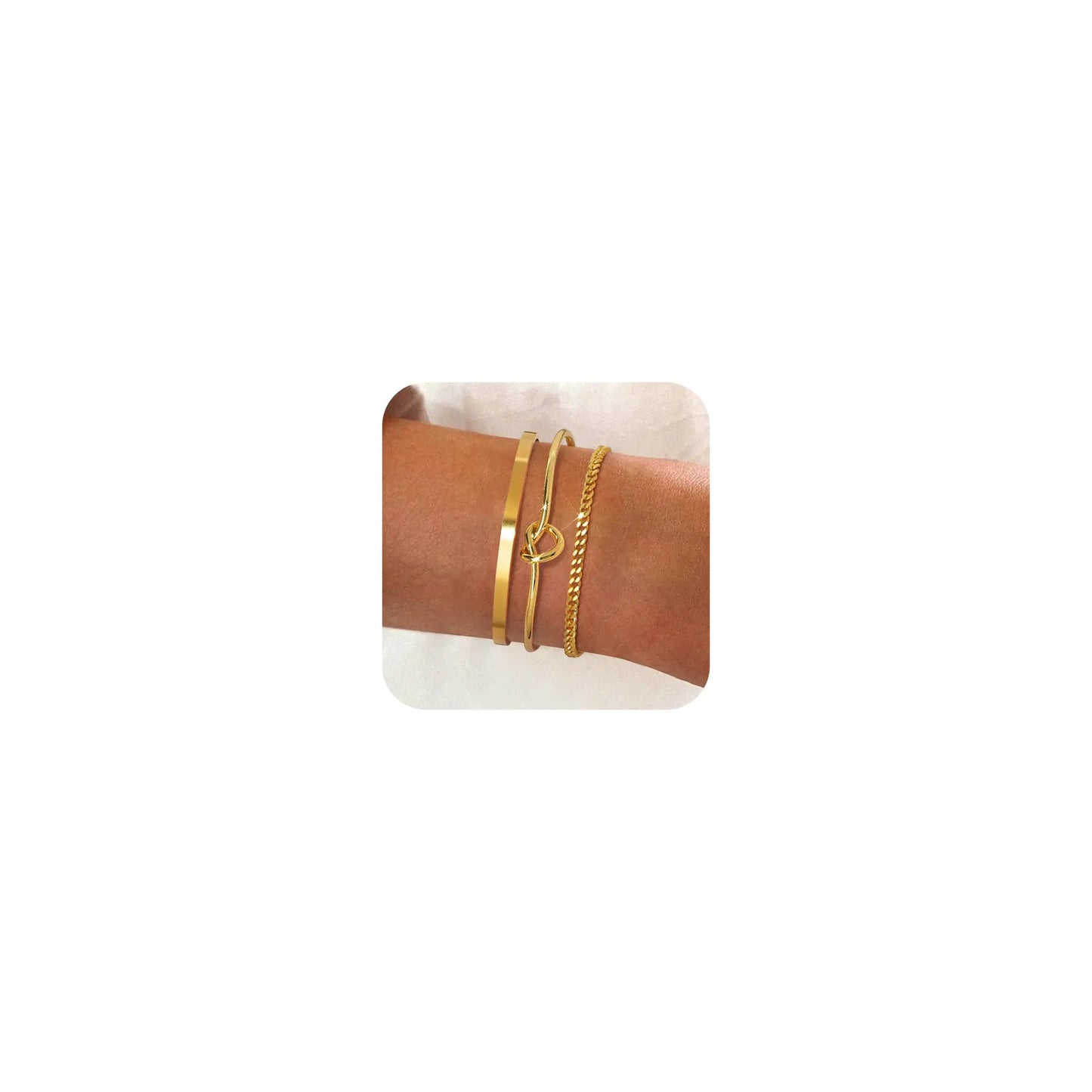Gold Bangle Bracelets for Women 14K Plated Gold Bracelet Stack Gold Cuff Bracelet Set Dainty Tennis Beaded Cuban Figaro Link Chain Knot Bracelet Twisted Jewelry Sets for Womens Trendy Gifts