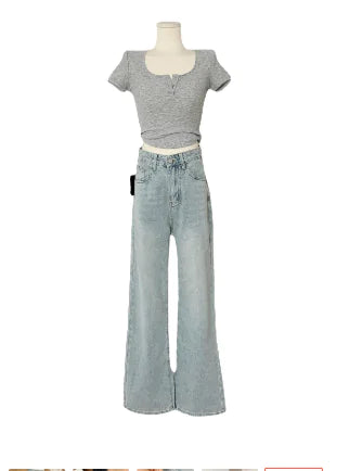 Anna Bow Tie Jeans with Ballet Embroidery (One Piece)