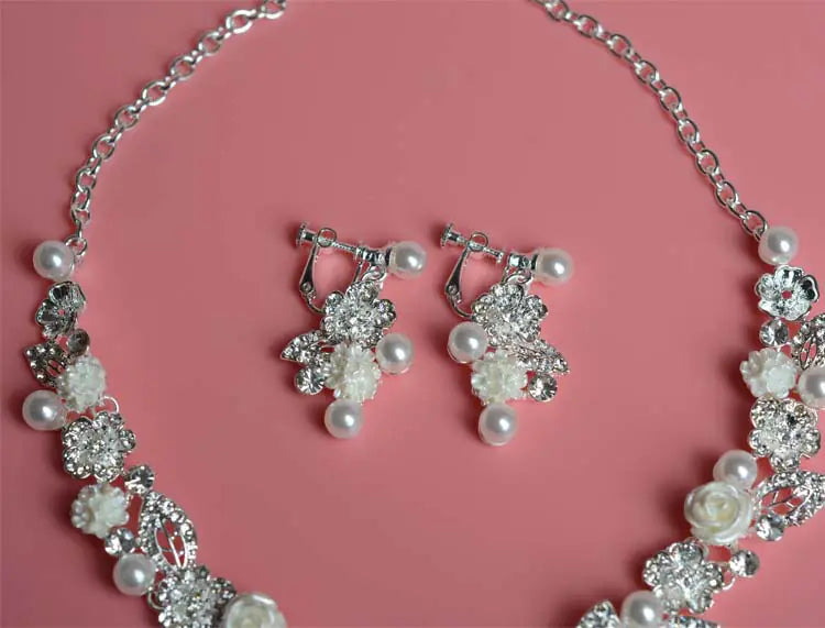 High-End Pearl Flower Bridal Jewelry Set