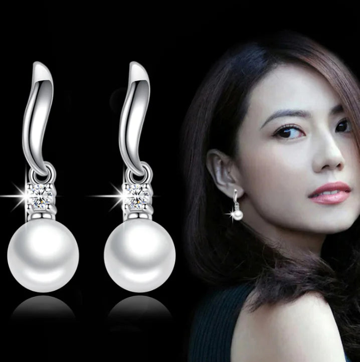 Tassel Pearl Stud Earrings - Elegant Silver Jewelry