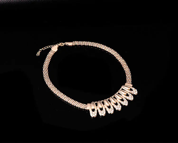 4-Piece Fashion Jewelry Set: 18K Gold Necklace & Earrings