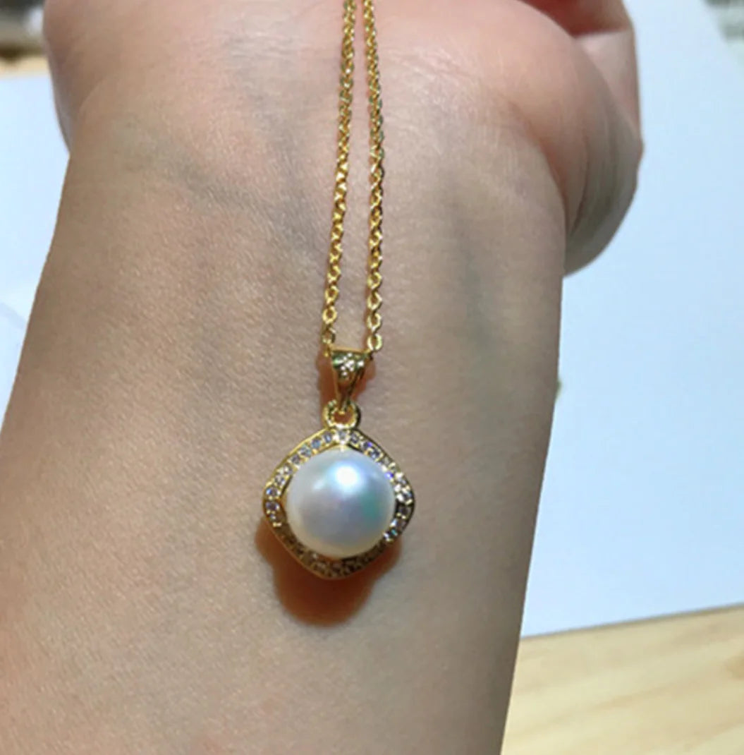 Natural Pearl Jewelry Set: Necklace, Earrings, Ring