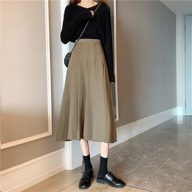 Midi Pleated Skirt for Women - Casual Fashion Style
