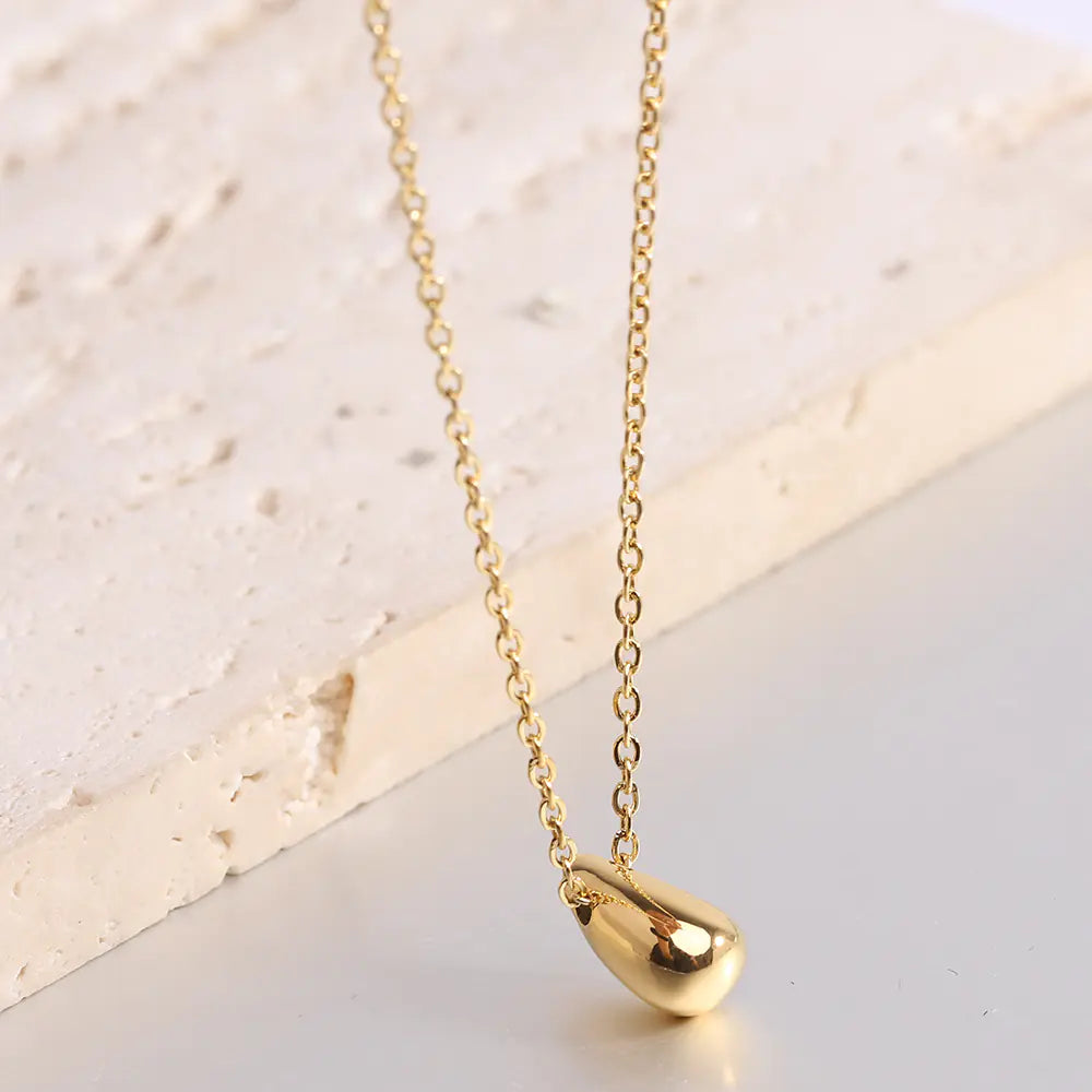 Minimalist Titanium Steel Water Drop Necklace for Her