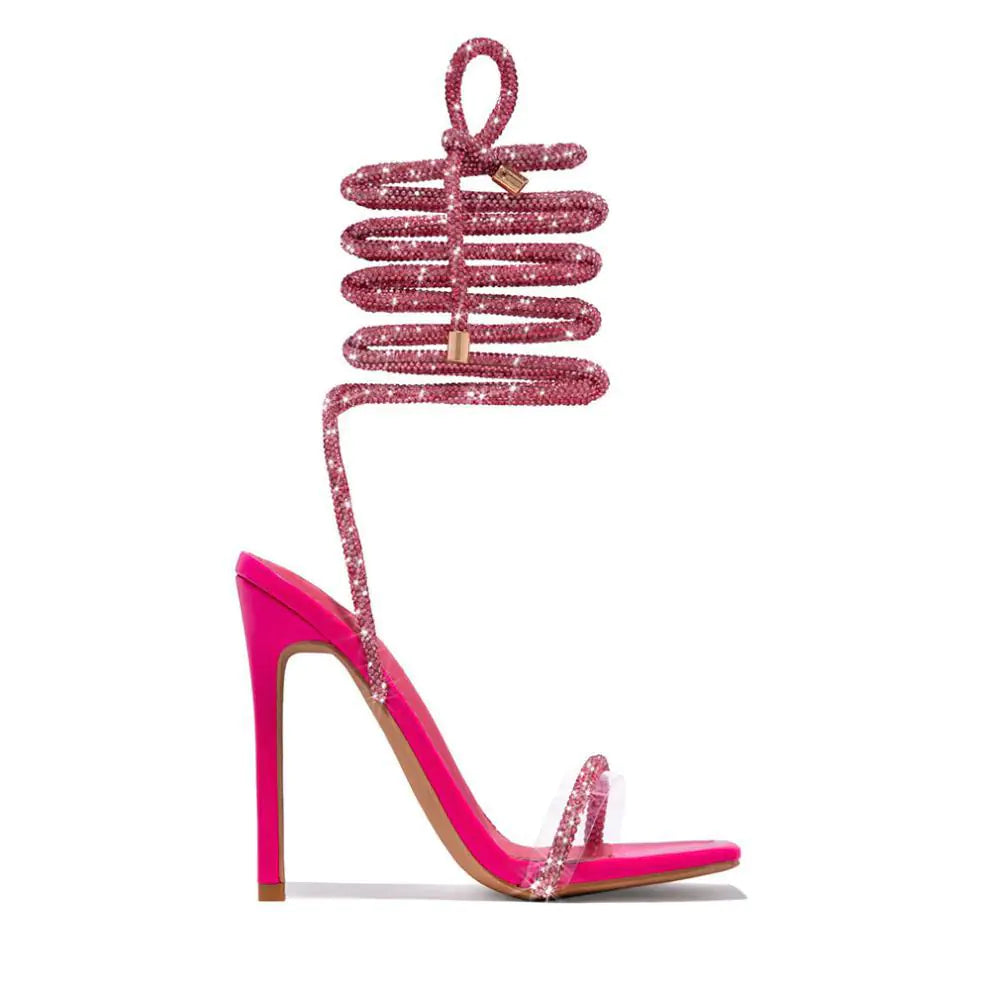 Strappy Square Toe Stiletto High Heel Summer Sandals