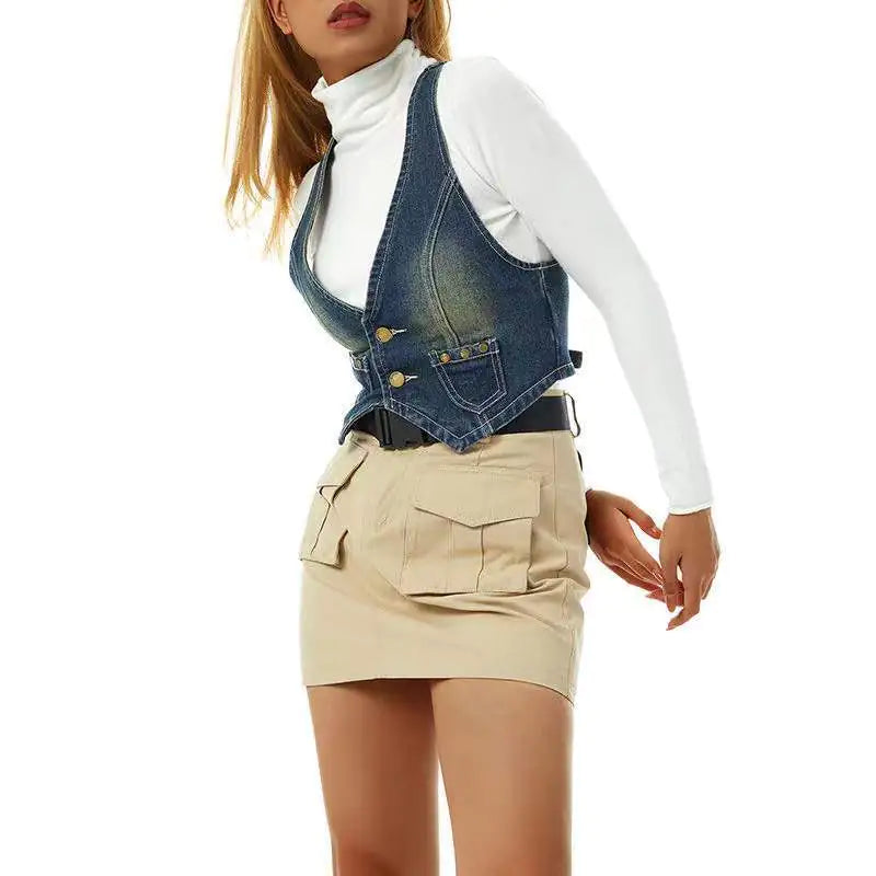 Stylish Vintage Denim Vest for Women from Factory Direct
