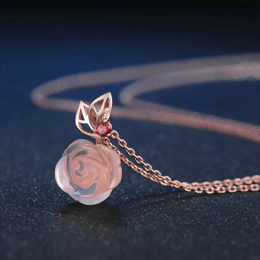 Natural Gemstone Jewelry Set with Rose Gold Finish