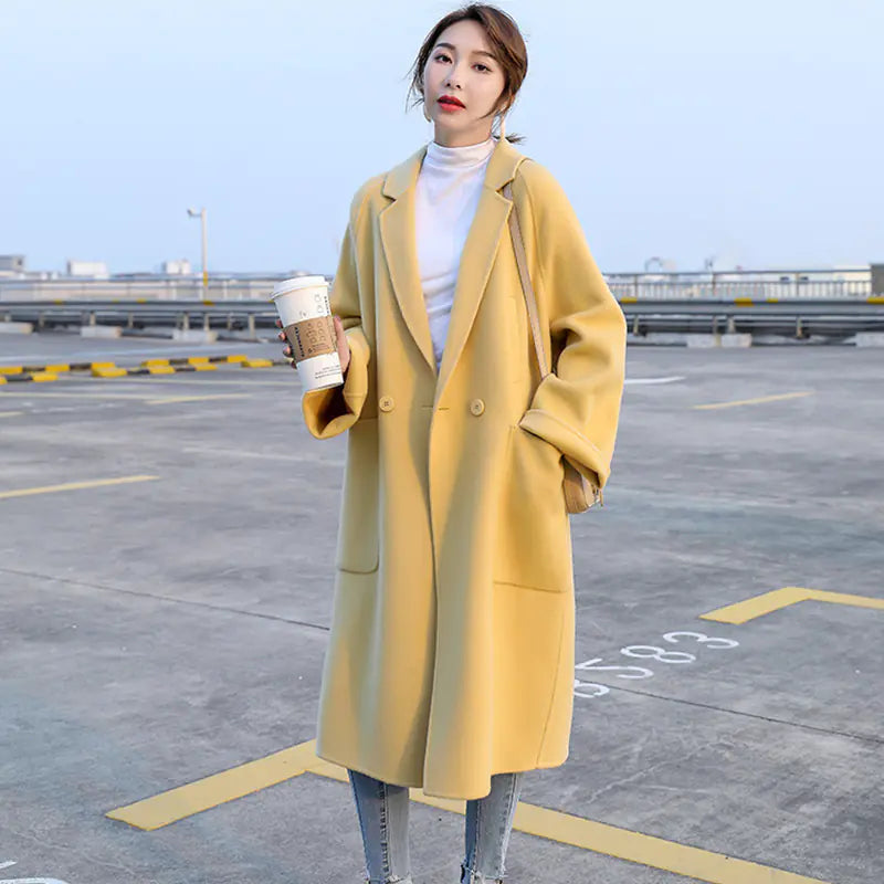 Double-faced Loose Mid-length Cashmere Coat
