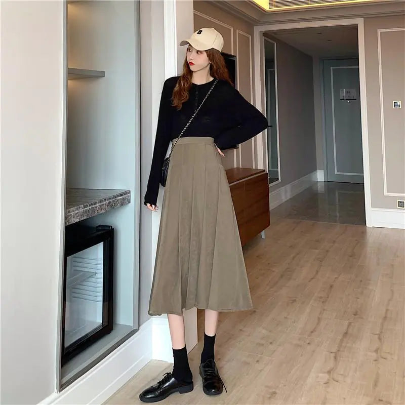 Midi Pleated Skirt for Women - Casual Fashion Style