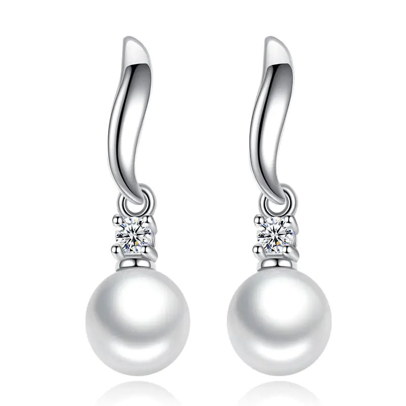 Tassel Pearl Stud Earrings - Elegant Silver Jewelry