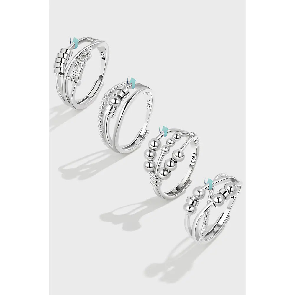 New S925 Silver Double Layer Rotating Anxiety Ring