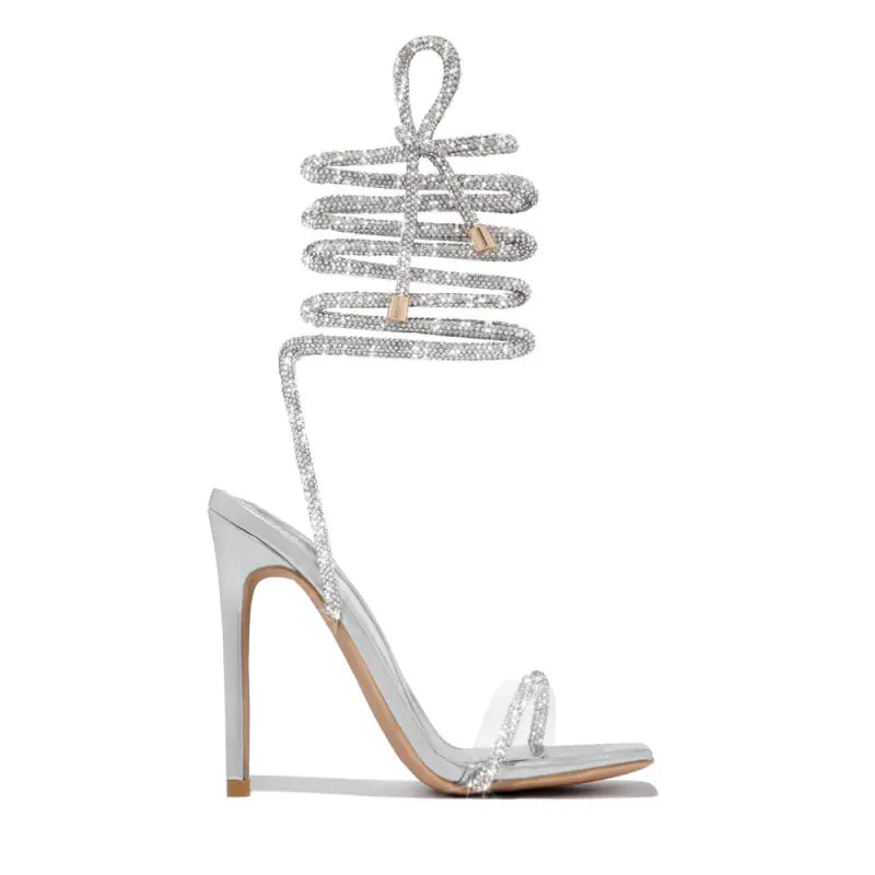 Strappy Square Toe Stiletto High Heel Summer Sandals