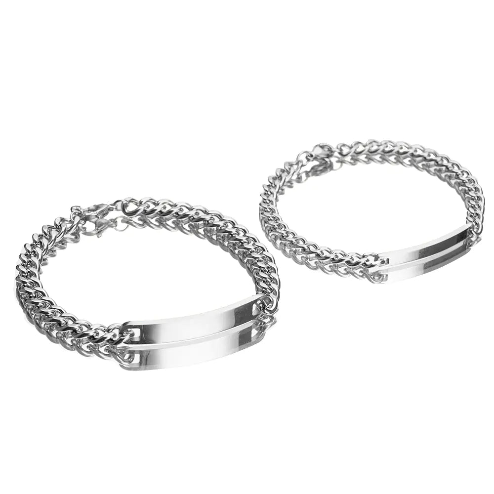 Engraved Titanium Steel 18K Gold Plated Bracelet