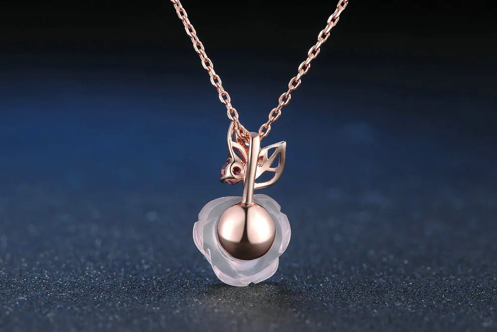 Natural Gemstone Jewelry Set with Rose Gold Finish