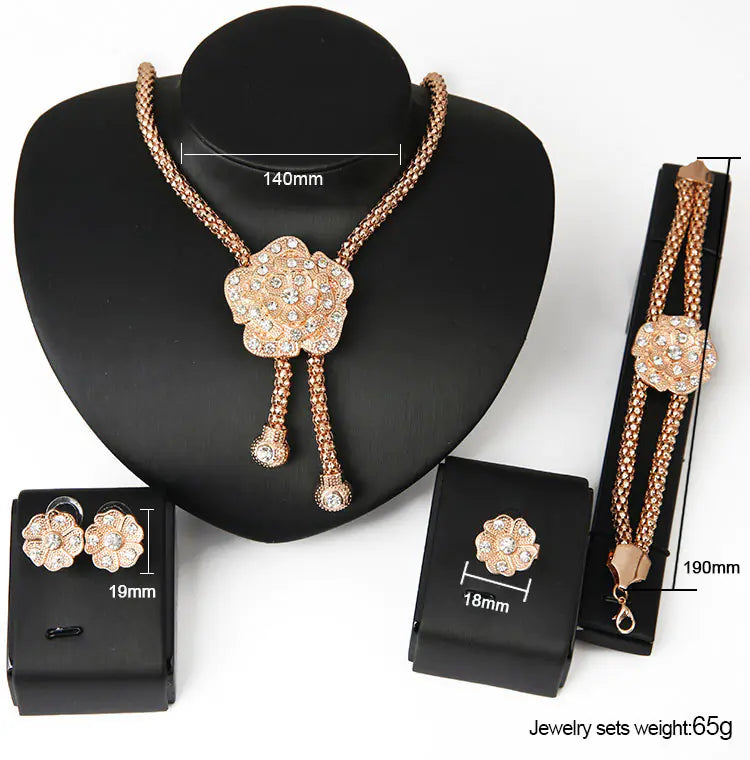 Gold Bridal Jewelry Set with Bold Rhinestone Accents