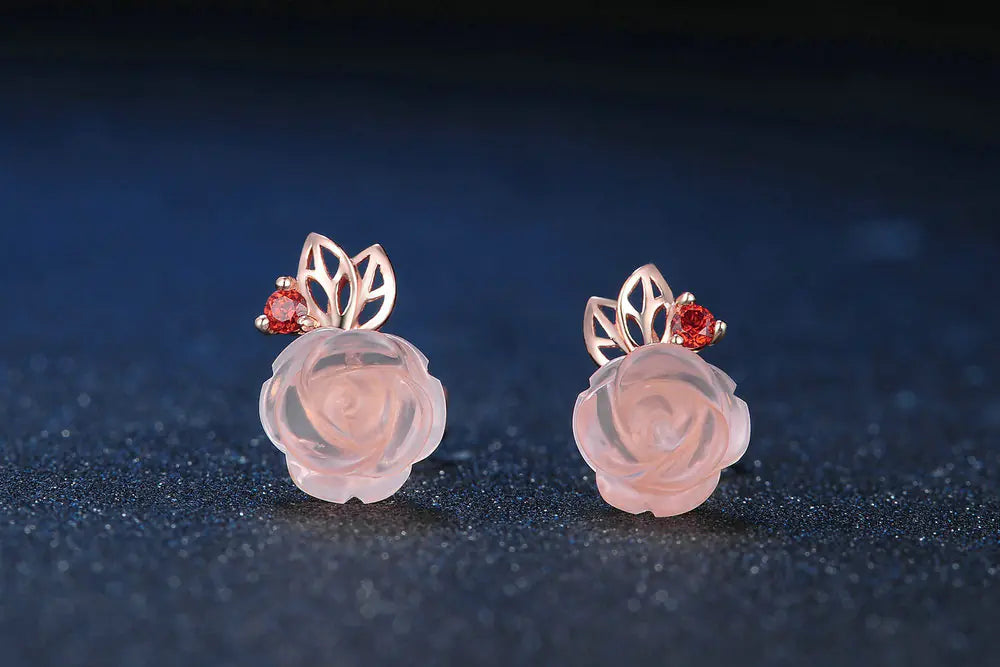 Natural Gemstone Jewelry Set with Rose Gold Finish