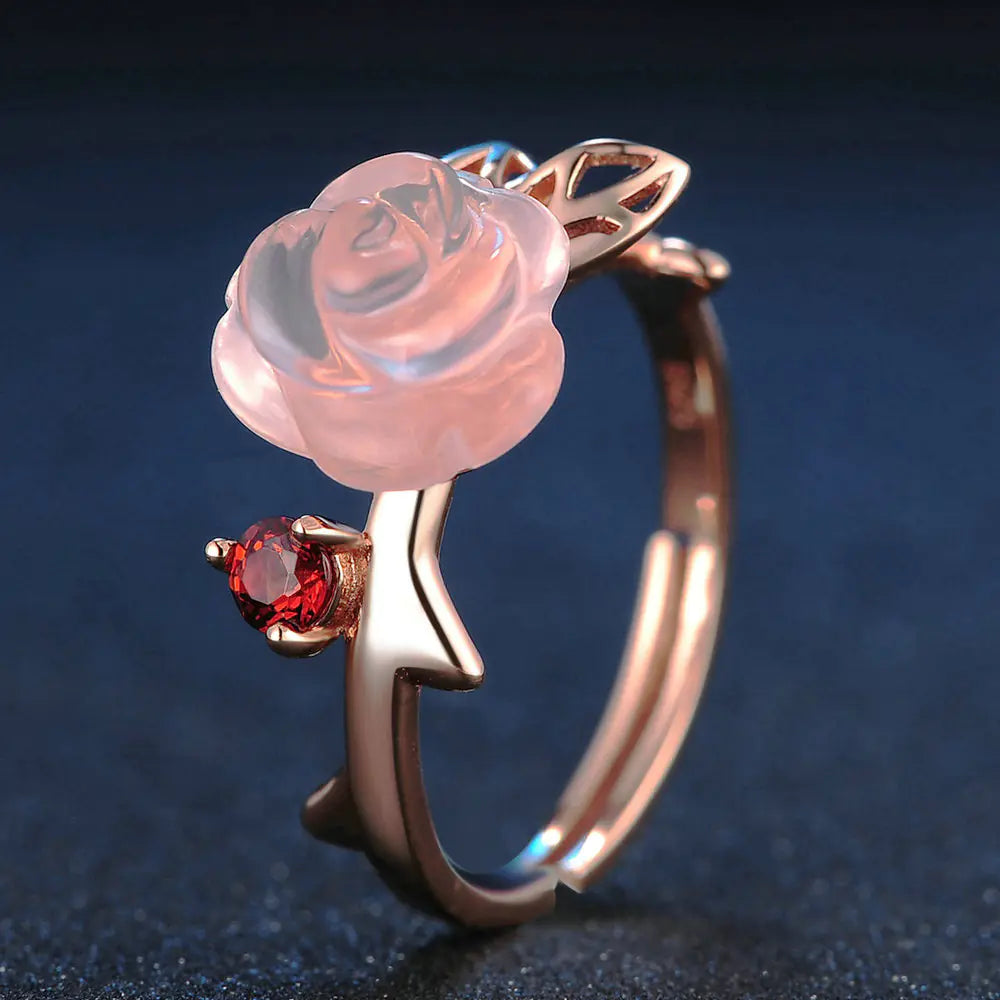 Natural Gemstone Jewelry Set with Rose Gold Finish