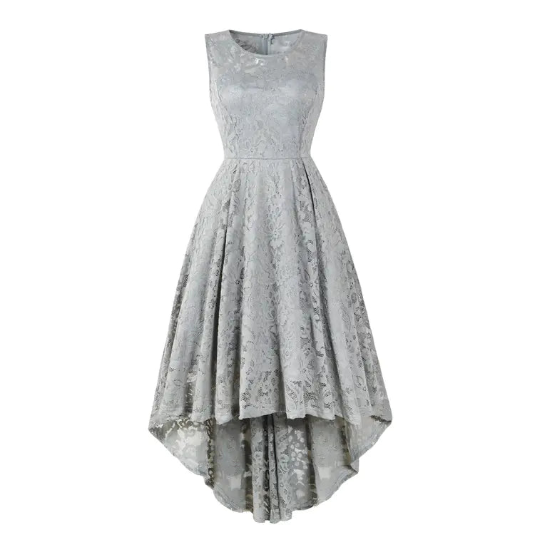 Sleeveless Lace Cocktail Dress with High-Low Hem