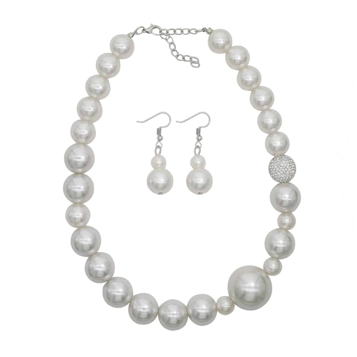 Chunky Pearl Necklace for Women Large Pearl Statement Necklace Trending Choker Pearl Costume Necklace Boho Pearl Jewelry Set (White big pearls)