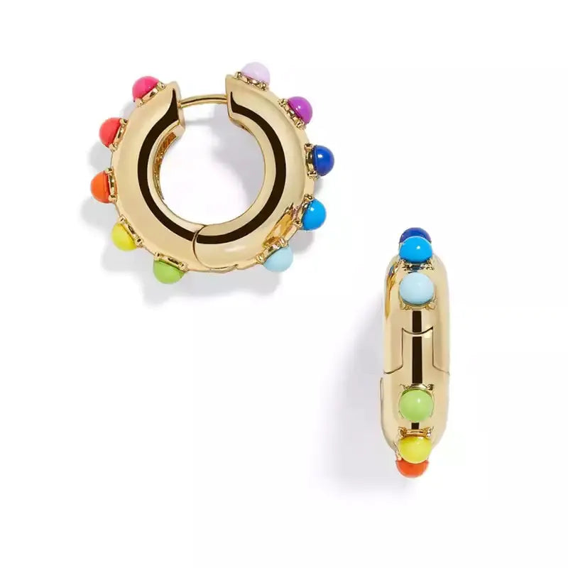 Colorful Pearl Copper Hoop Earrings Fashion Jewelry
