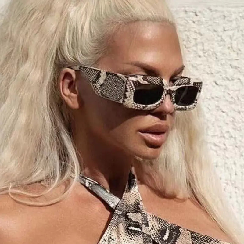 Retro Square Sunglasses with Snake Skin Pattern 2023