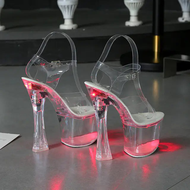 Transparent Crystal Platform High Heels Wedge Sandals