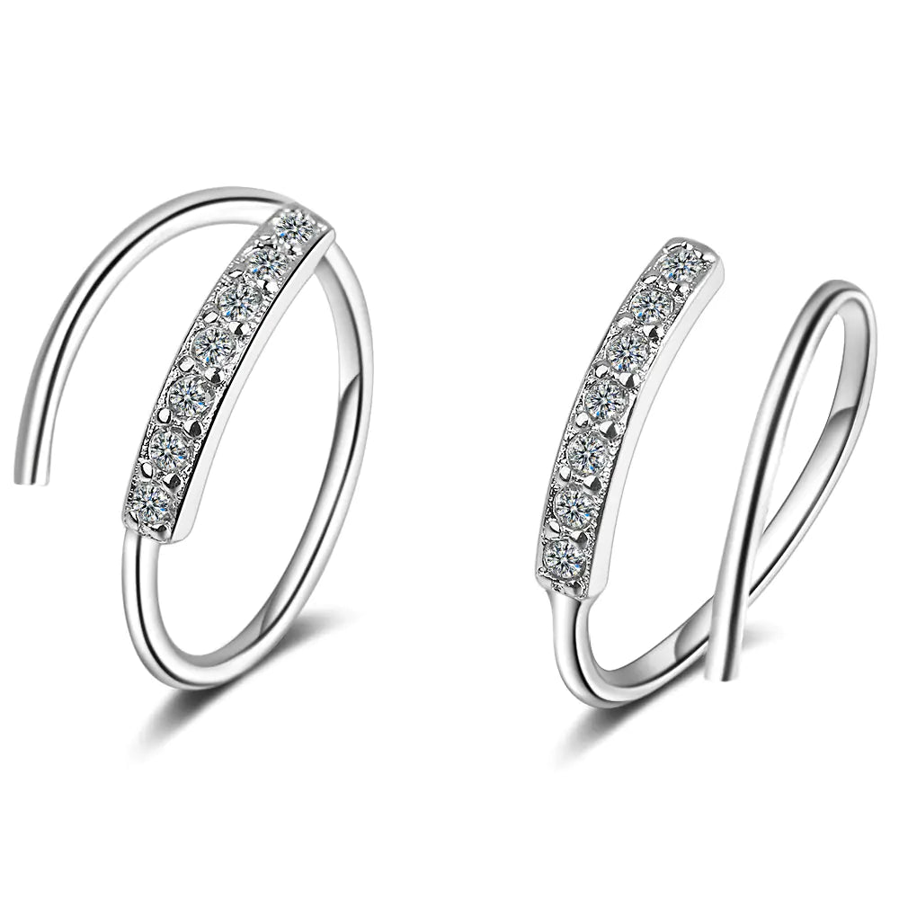 Fashionable Short Wave Earrings with Cubic Zirconia