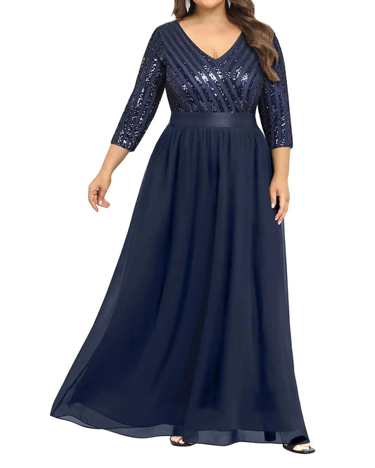 Talisea Mother of The Bride Dresses Plus Size Navy Blue Formal Dress Long Evening Gowns Elegant Prom Party Wedding Guest