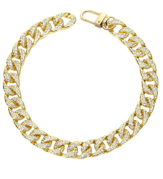 Gold Dog Collar Puppy Zircon 14mm Cuban Link Chain Handmade Iced Out Diamond Exaggerated Full Cz Prong Set Pet Jewelry