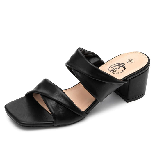 Trary Fashion Womens Sandals Square Toe White Nude Black Heels for Women Strappy Heels for Women Comfortable Sandals for Women Dressy Summer Chunky Block Heels for Women