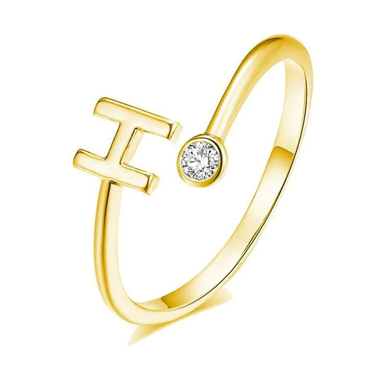 S925 Silver Letter Gold-Plated Ring for Women