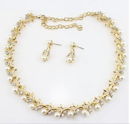 Elegant Alloy Crystal Pearl Jewelry Set for Bridesmaids