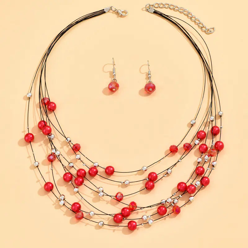 Bohemian Handmade Beaded Crystal Pearl Jewelry Set