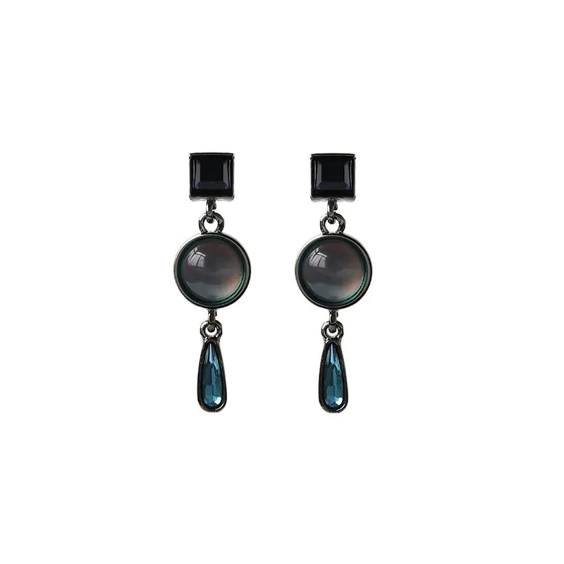 Baroque Style Gemstone Crystal Earrings with 925 Silver