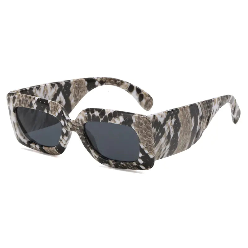 Retro Square Sunglasses with Snake Skin Pattern 2023