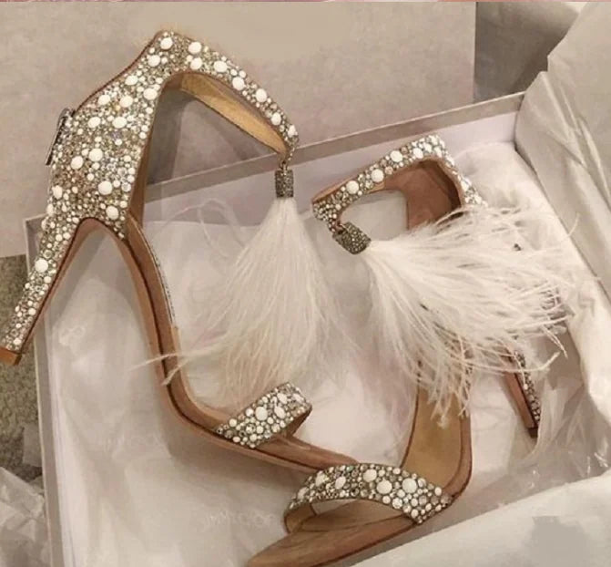 High Heels, Feather Sandals, Tassel Heels