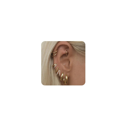 Gold Earrings Set for Women 14K Gold Plated Stud and Cartilage Earring Sets for Multiple Piercing Hypoallergenic Stackable Small Gold Huggie Hoop Earrings for Women Jewelry (Gold-8 Pcs B)