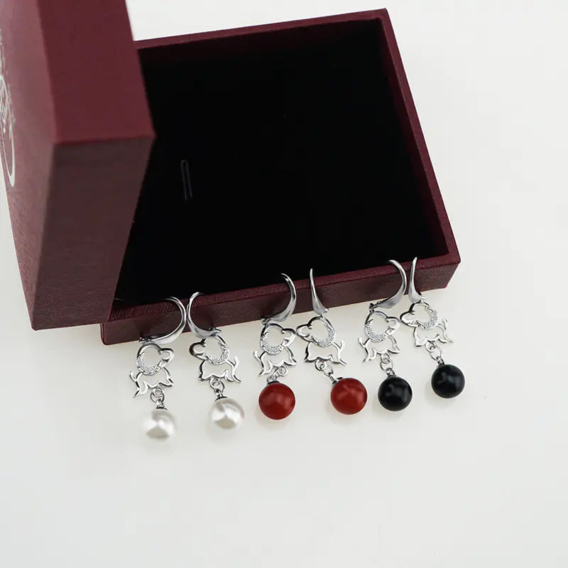 Dog Pearl Earrings - Animal Theme Jewelry