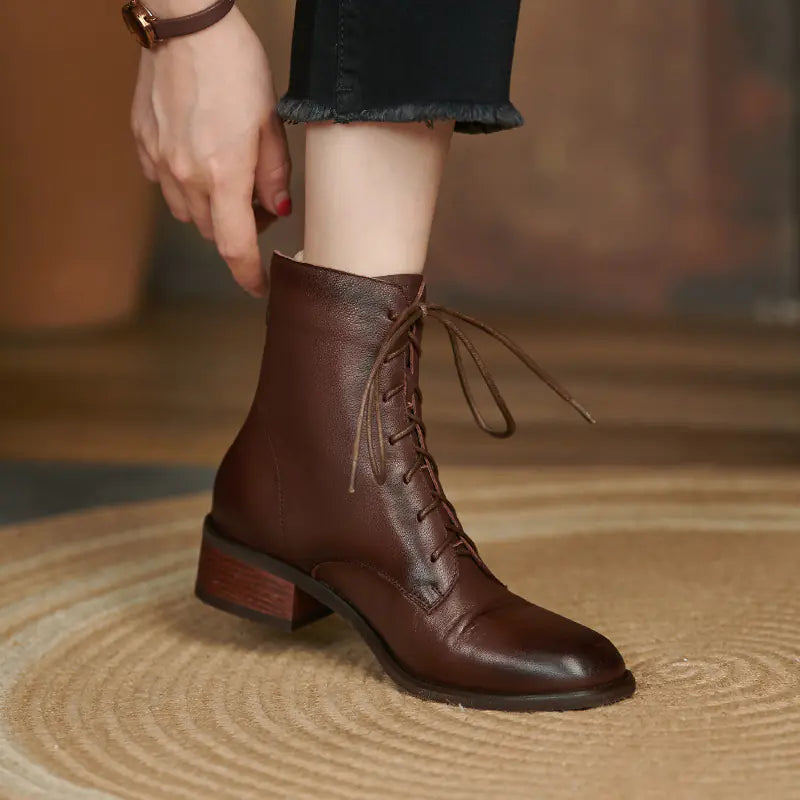 Brown Slim Fit Martin Boots for Women - 2023 Style