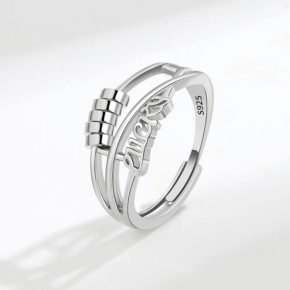 New S925 Silver Double Layer Rotating Anxiety Ring