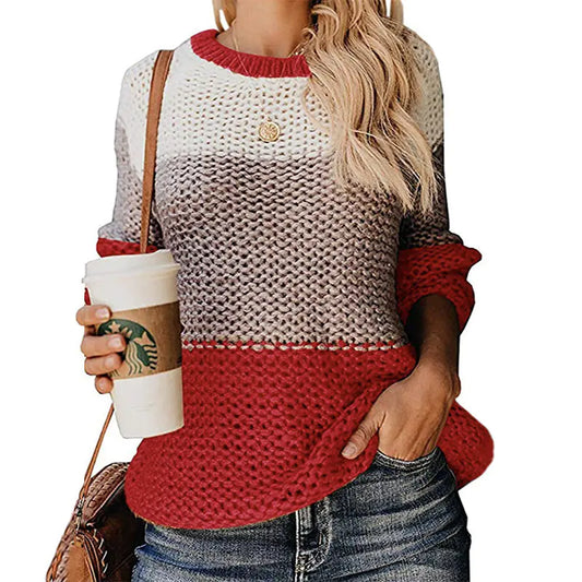2019 Fashion Chunky Color Block Sweater for Women