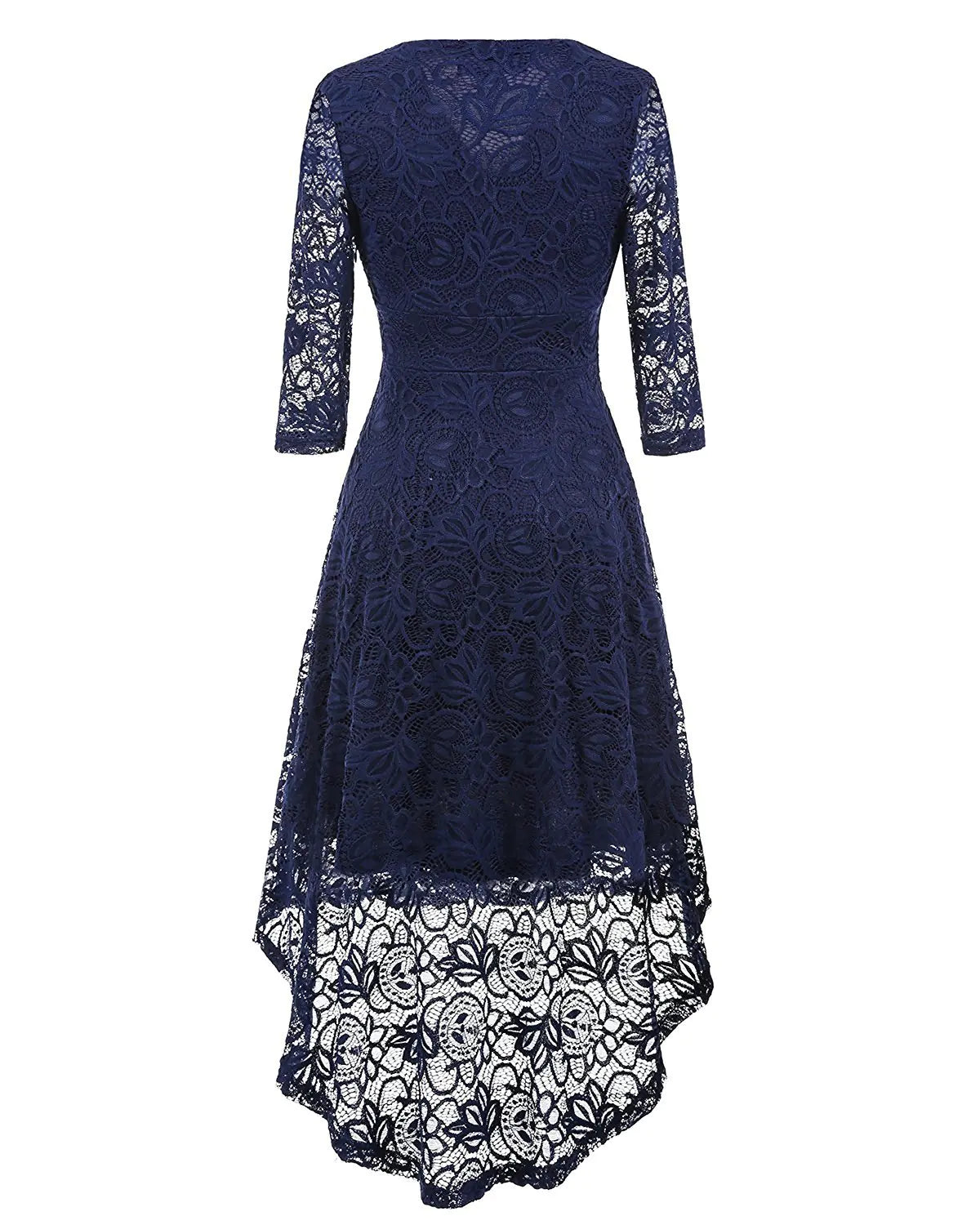 Lace Cocktail Dress with V-Neck, 3/4 Sleeve Design