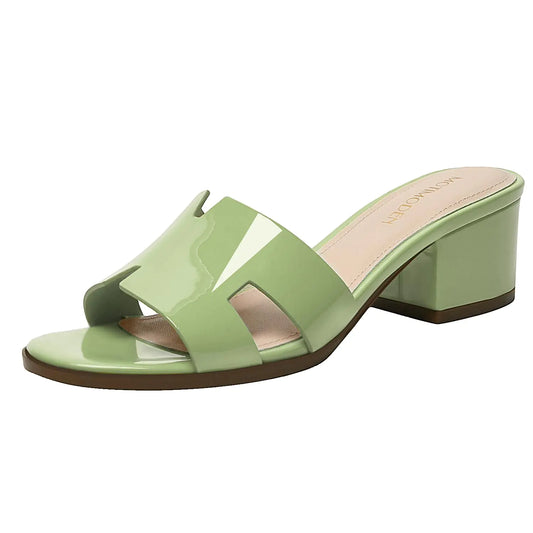 MOTIMODEN Womens Chunky Open Toe Low Block Heels Kitten Dressy Heels for Women Low Heel Sandals for Women Summer Comfy Heels XYY-M1003GN Green